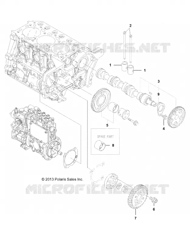 MOTOR, CAMSHAFT AND DRIVING GEAR