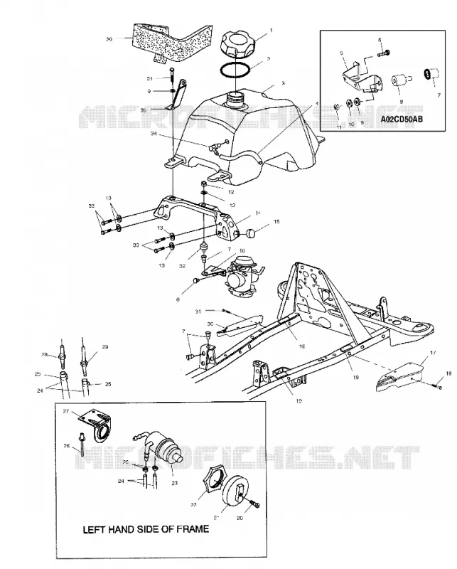 GASOLINA TANK AND CARBURADOR MOUNTING