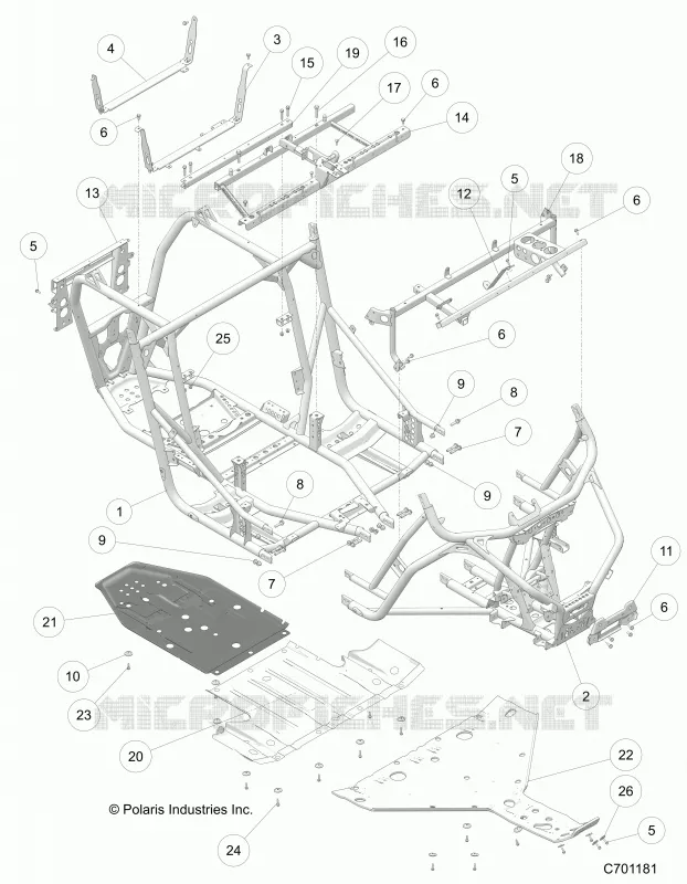 CHASSIS, MARCO PRINCIPAL AND SKID PLATES