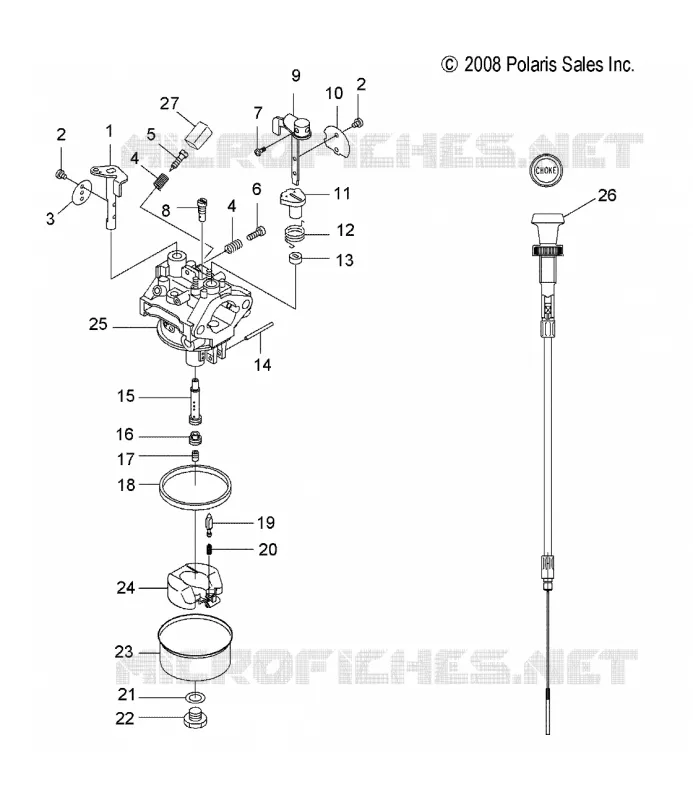 MOTOR, CARBURADOR AND CHOKE CABLE