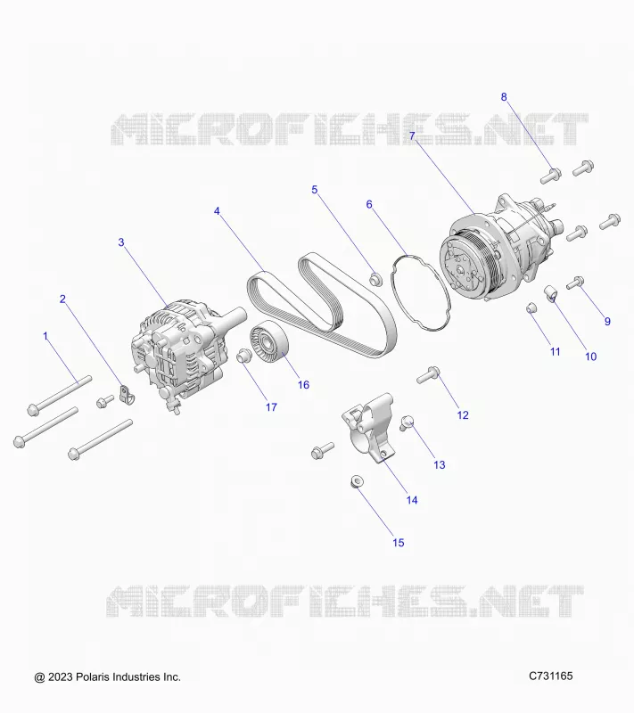 ENGINE, ALTERNADOR AND COMPRESSOR
