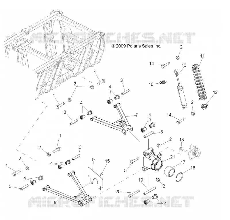 SUSPENSION, A-ARMS, MID DRIVE AND TRASERO UNIDAD