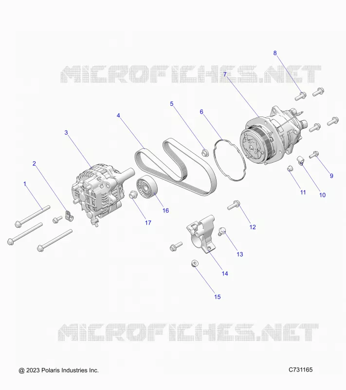 ENGINE, ALTERNADOR AND COMPRESSOR