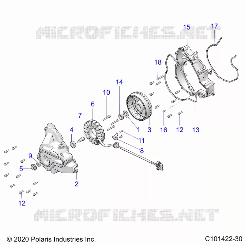 ENGINE, STATOR COVER AND FLYRUEDA