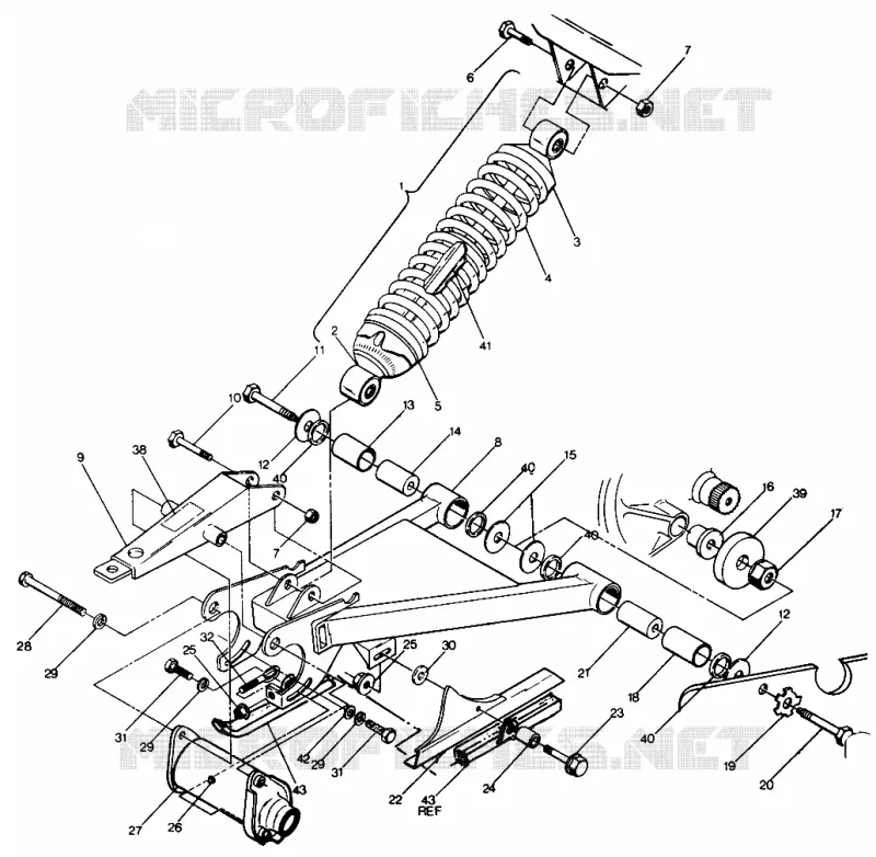 SWING ARM WELDMENT   SHOCK TRASERO ASSEMBLY (49147514750021)