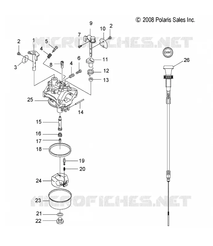 MOTOR, CARBURADOR AND CHOKE CABLE
