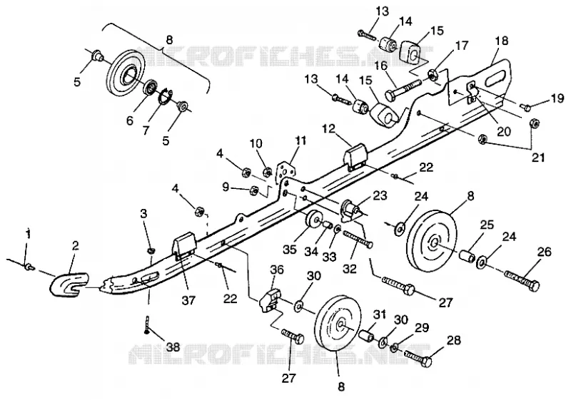 montaje en carril (SUSPENSION) 600 XCR 0975677, 600 XCR SE H975677 and EUROPEAN (4937963796B012)