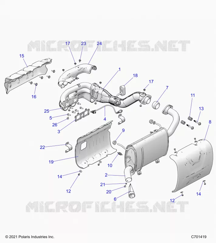 ENGINE, SISTEMA DE ESCAPE -2RSY99A9/AC/AM/AS/B9/BC/BM/BS/1A9/AC/AM/AS/B9/BC/BM/BS (C701419 R2)