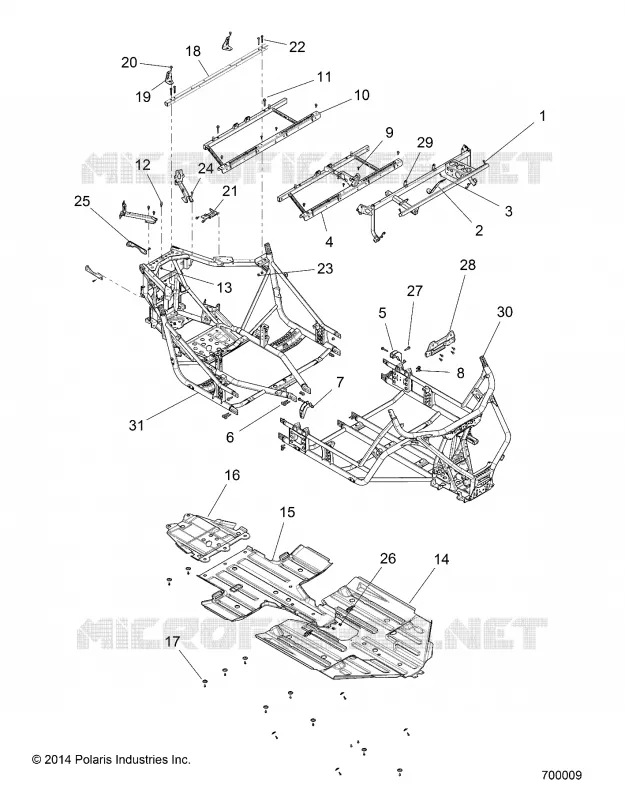 CHASSIS, MARCO PRINCIPAL AND SKID PLATE