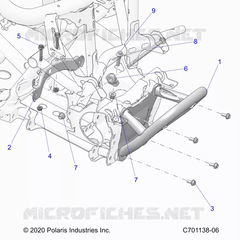 CHASSIS, FRONT GEARCASE AND PARACHOQUES DELANTERA